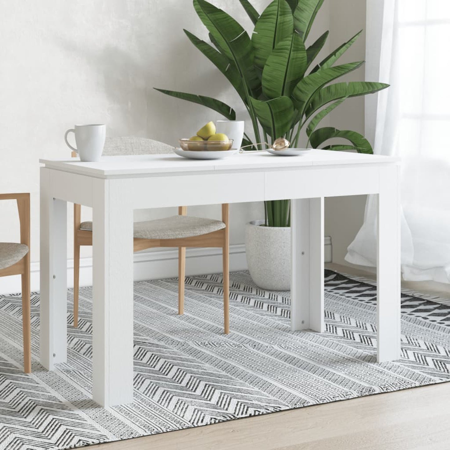 Eettafel – Tafel – Dinertafel – Keukentafel – Witte Eettafel – Modern Design – 120x60 cm – Samengesteld Hout Met Chroom