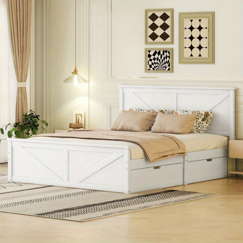 = WX000406AAA1 160X200 Simple Wooden Spray Bed with Four Drawers White