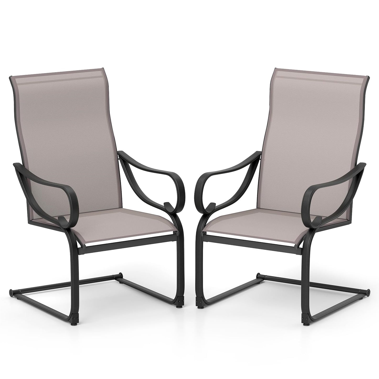 Tuinstoelen Set 2 Stuks – Tuinstoelen Met Hoog Rugleuning – Schommelstoelen – Tuinligstoelen – Terrasstoelen – Ademend Meshmateriaal – Verstelbare Rugleuning
