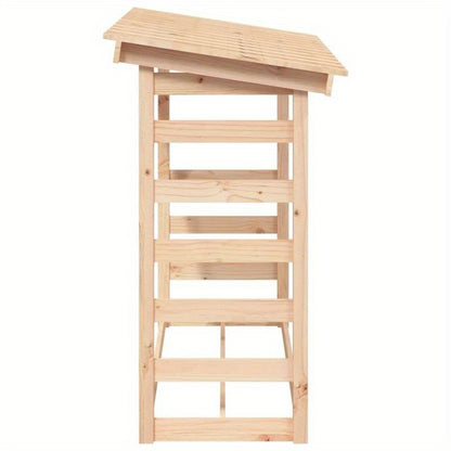 Heavy-Duty 108x64.5x110cm Wooden Firewood Rack - Rustic Outdoor Fireplace with Sturdy Bracket Shelf for Camping, Backyard, Garden & Patio - High-Quality Wood Heating Solution, Fireplace for Outside, Backyard Firebox, Natural