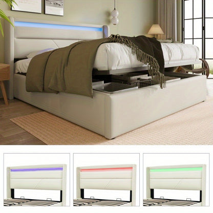 Hydraulisch Opbergbed – Bed Met Matras – Opklapbed – Stalen Bedframe – Tweepersoonsbed 160x200 cm – Klassiek Wit – Ruimtebesparend – Stevige Constructie