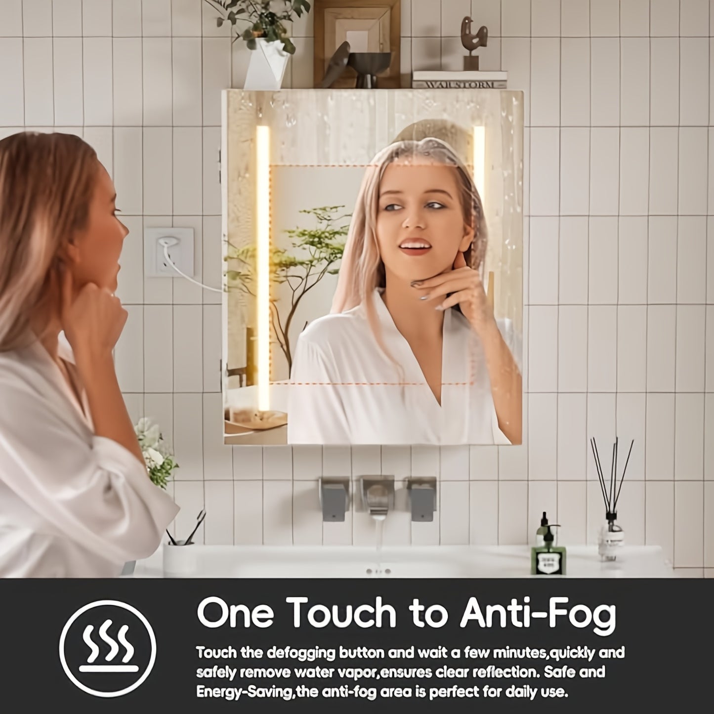 Spiegelkast Badkamer – Badkamerkast Met Spiegel – Anti Condens Kast – Wandkast Met Verstelbare Legplanken – Wit – LED Verlichting Met Instelbare Kleurtemperatuur – Anti-Fog Verwarming
