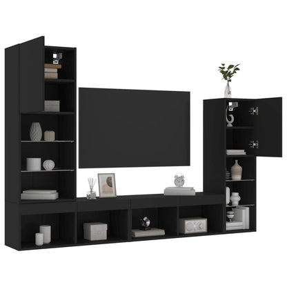 TV Wandmeubel – TV Meubel – Wandkast – TV Kast – Zwevend Meubel – RGB LED Verlichting – Hoogwaardig Houtmateriaal – Zwart