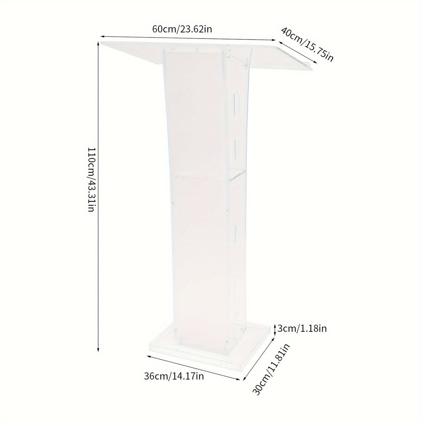 Spreekgestoelte – Lessenaar – Podium – Lezenaar – Katheder – Transparant Acryl – Lichtgewicht & Met Opslagplank – 110x60x40 cm