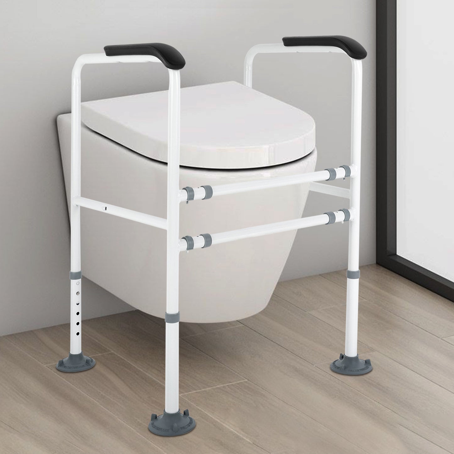 Toiletbeugel – Toiletsteun – Opklapbare Armsteun – Toilethulp – Veiligheidsbeugel – Verstelbaar in Hoogte en Breedte – Stalen Wit Design
