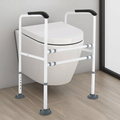Toiletbeugel – Toiletsteun – Opklapbare Armsteun – Toilethulp – Veiligheidsbeugel – Verstelbaar in Hoogte en Breedte – Stalen Wit Design