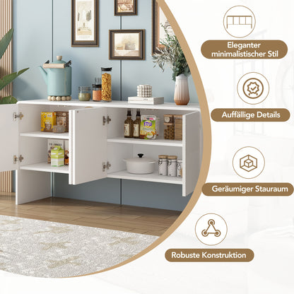 Sideboard, Sideboard, Minimalist Style Large Storage Sideboard with 4 Doors for Living Room And Entrance Area, 152.5*40*76.5 Cm, White