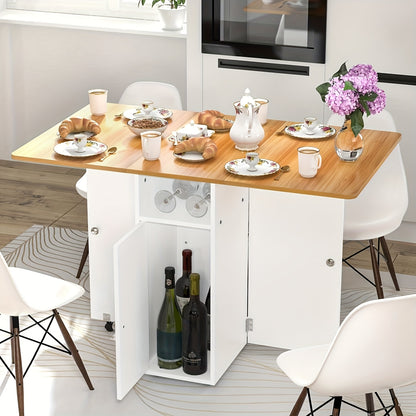 Uitklaptafel – Klaptafel – Vouwtafel – Inklapbare Tafel – Eettafel – Ruimtebesparend Design – Inklapbaar Met Opbergruimte – 120x70x75 cm – Natuurlijk Hout – MDF & Massief Hout