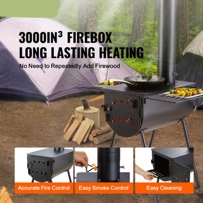 Campingkachel – Outdoor Oven – Draagbare Kachel – Kampeerkachel – Roestvrij Staal – Grote Vuurkist – Meegeleverde Handschoenen