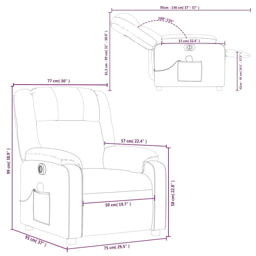 Massagestoel – Fauteuil – Relaxstoel – Stoel – Loungefauteuil – Handmatig Verstelbaar – Donkerbruin Ademend Stof
