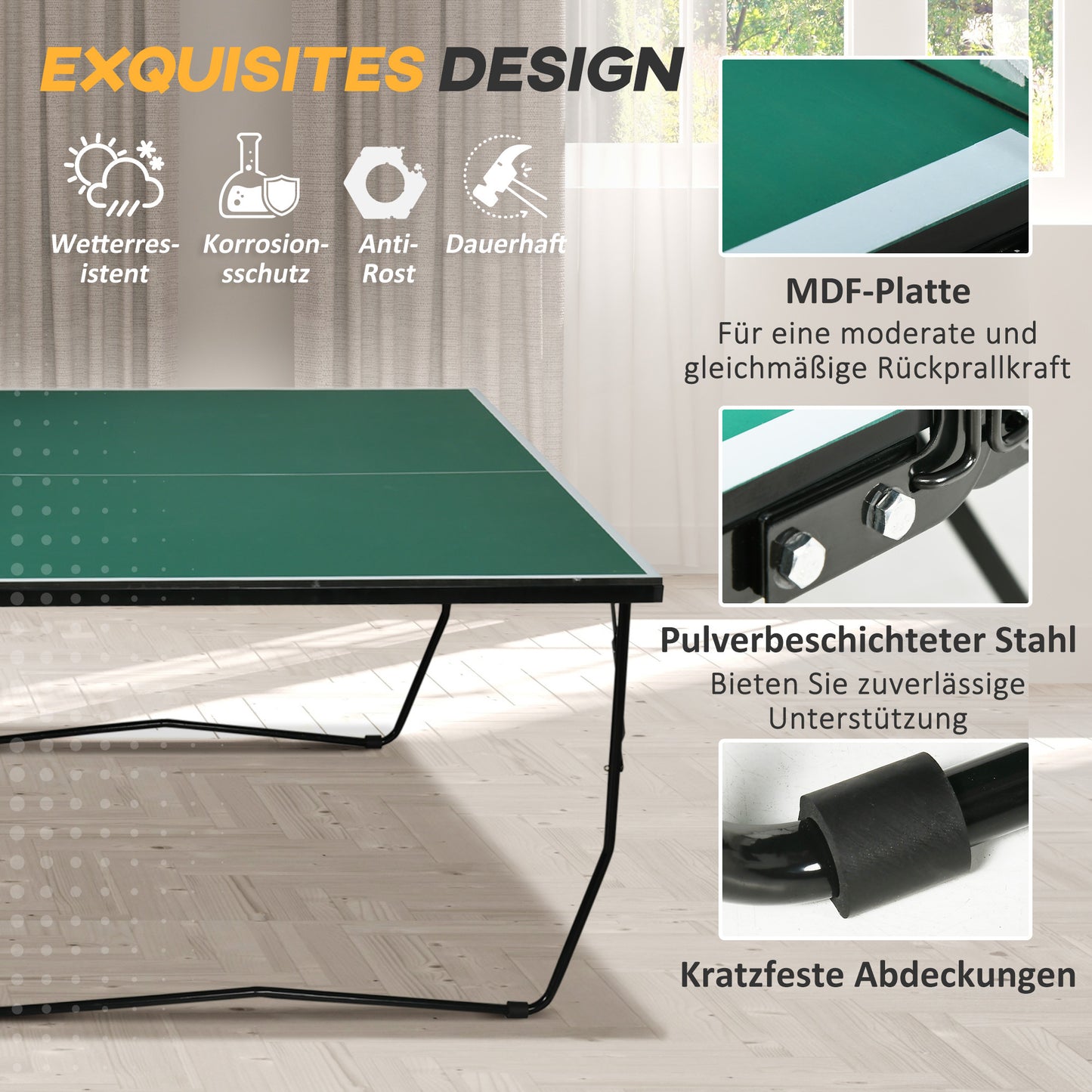Tafeltennistafel – Pingpongtafel – Tafeltennisbord – Inklapbare Tafel – Speeltafel – Inklapbaar Design – 8 Wieltjes Voor Makkelijk Verplaatsen – 274x152,5x76 cm – Robuust IJzeren Frame – Inclusief Peddels En Ballen – Groen