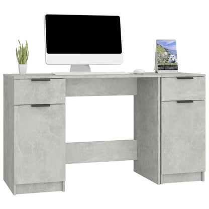 Bureau – Schrijftafel – Werkplekmeubel – Kantoortafel – Betongrijs – Stevig Hardhout – Ruime Opbergruimte