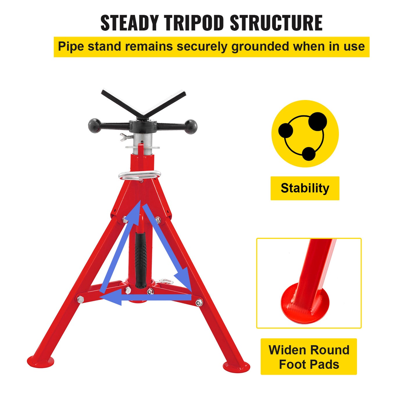 Buissteun – Buissteunen – Pijpensteun – Lassteun – Verstelbare Buissteun – Maximale Draagkracht 1134 kg – Inklapbaar Met Anti-Slip Handgreep