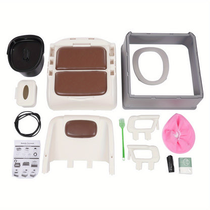 Bedside Commode Stoel – Toiletstoel – Commodestoel – Toiletkruk – Ziekenhuisstoel – Bruin – Stevige PP & PU Materiaal – Vrijstaand en Compact