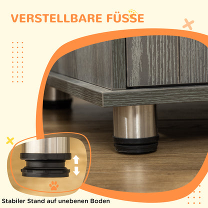 Hondenbench – Hondenkooi – Draadkooi – Hondenhok – Hondenbox – Magnetische Deur – Stevig Hout Met Metaal – 85x55x87 cm – Grijs