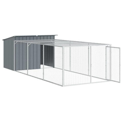 Hondenkennel – Hondenhok – Hondenren – Dierenverblijf – Hondenhuis – Gegalvaniseerd Staal – Ruim Interieur – Ventilatierooster – Dakoverstek – Weerbestendig – Eenvoudige Montage – Antraciet