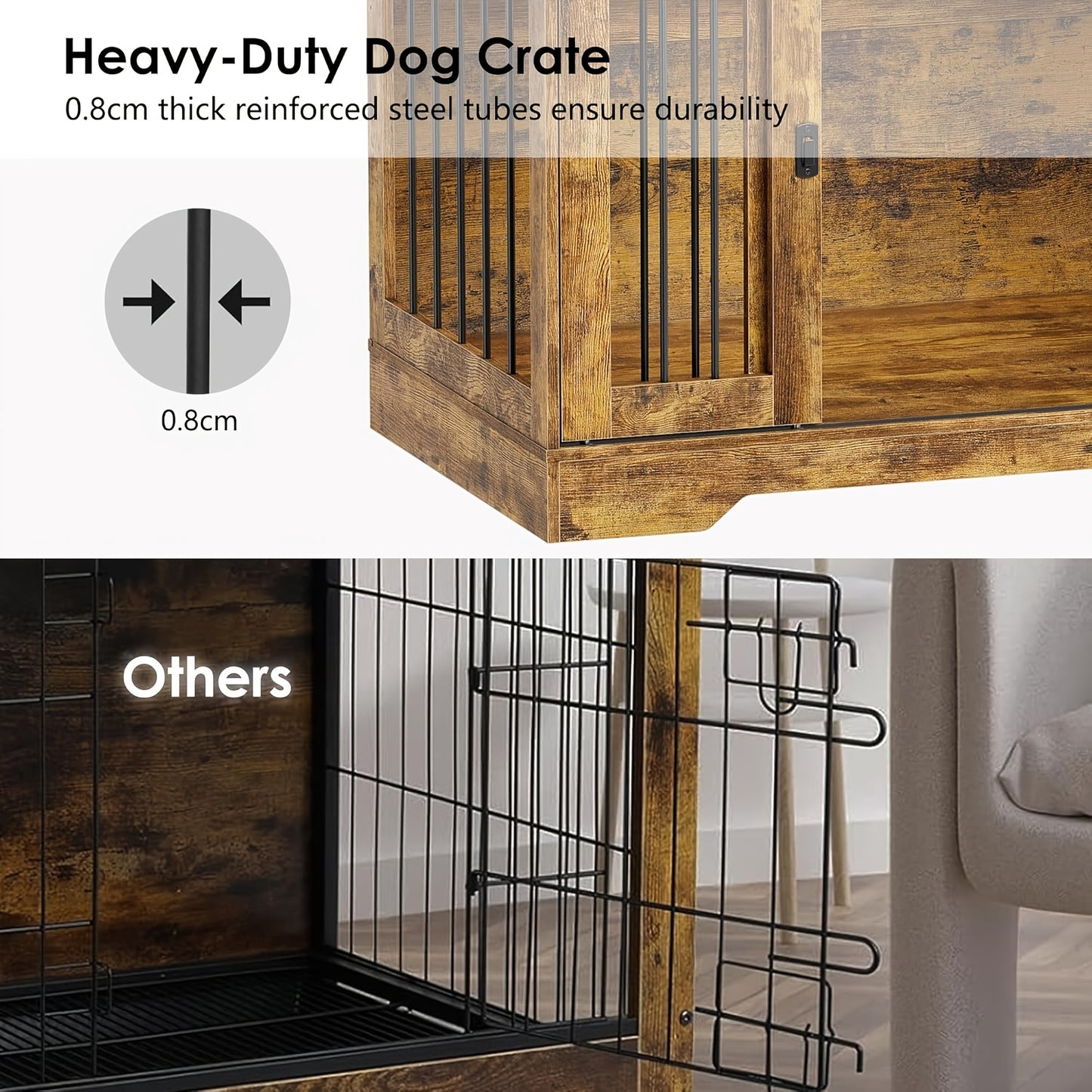 Houten Hondenbench – Hondenhok – Huisdier Bench – Hondenkooi – Dierenren – Oversized Met Vier Schuifdeuren – Ruime Binnenruimte Met Scheidingswand
