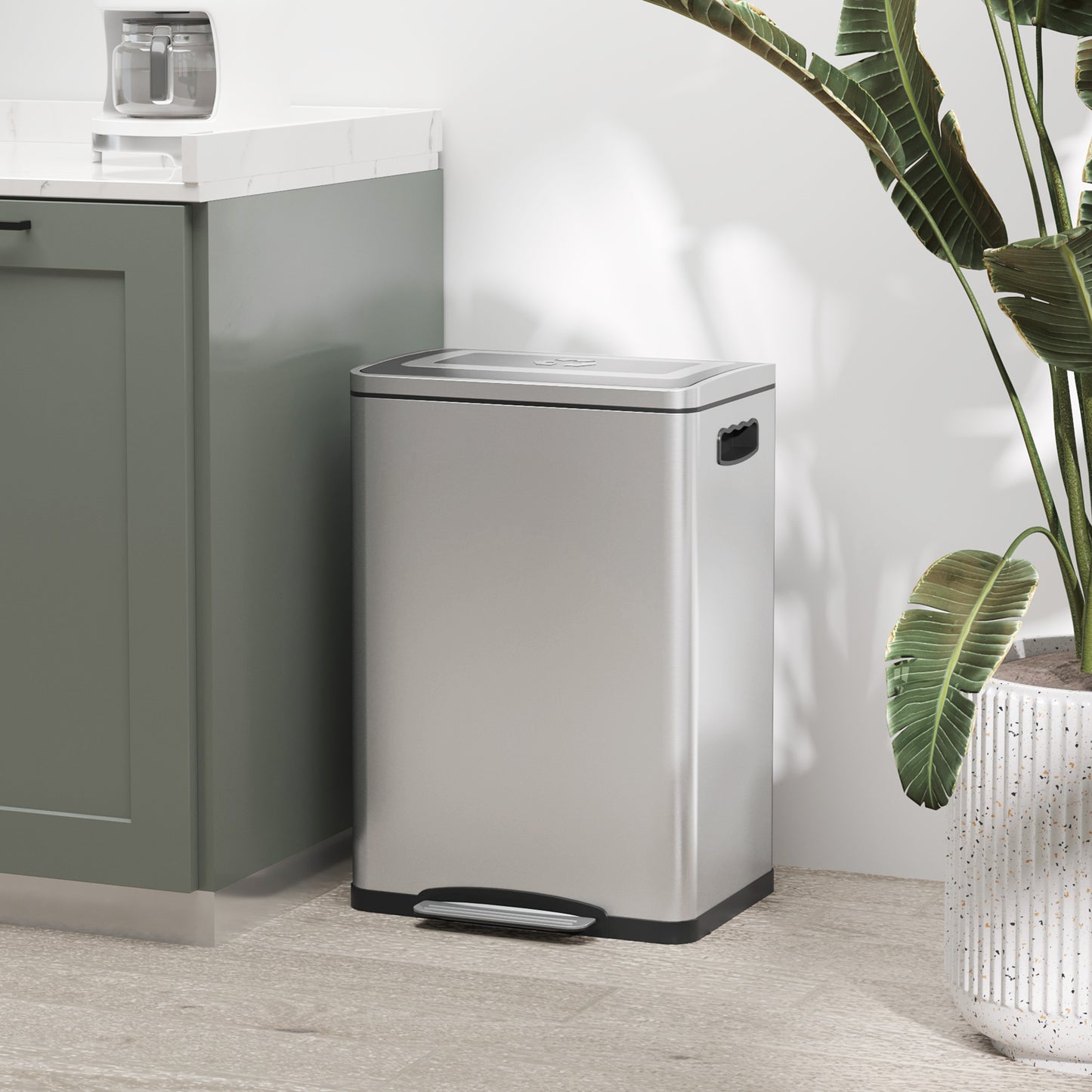 Prullenbak – Afvalbak – Pedaalemmer – Afvalemmer – Vuilnisbak – RVS 2x20 Liter – Voetpedaal Bedienbaar – Fingerprint Resistant