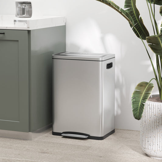 Prullenbak – Afvalbak – Pedaalemmer – Afvalemmer – Vuilnisbak – RVS 2x20 Liter – Voetpedaal Bedienbaar – Fingerprint Resistant
