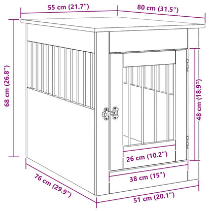Hondenbench – Hondenkooi – Hondenhok – Hondenkooi Meubel – Hondenbox – Hout Met Metaal – Ventilatie Open Zijkanten – Vergrendelbare Deur – 55x80x68 cm – Stevig en Ruim