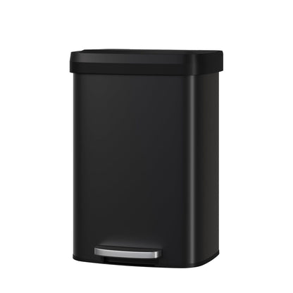Prullenbak – Afvalbak – Vuilnisbak – Afvalcontainer – Afvalemmer – Voetpedaal – Soft-Close Deksel – Geurfilter – 49,2 Liter – Roestvrij Staal – Compact – Vingerafdrukbestendig – Zwart