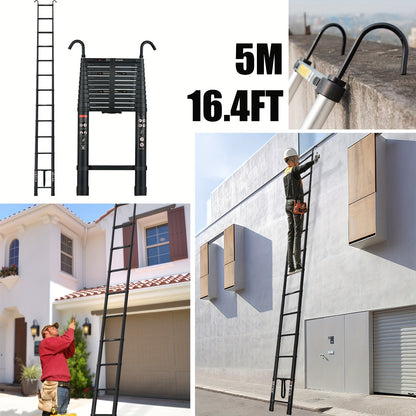 Uittrekbare Aluminium Ladder – Telescopische Ladder – Opvouwbare Ladder – Steiger – Klapplegger – 5 Meter Hoogte – Max. Draagvermogen 150 Kg