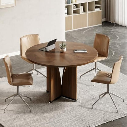 Ronde Eettafel – Keukentafel – Dinertafel – Tafel Voor 4 – Eetkamertafel – Industrieel Design – 120 cm Diameter – Robuust MDF Met X-Poot