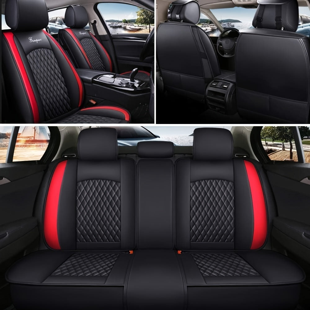 Autostoelhoes – Stoelhoes Auto – Stoelhoezenset – Stoelbekleding – Stoelbeschermers – Universele Pasvorm – PU Leer Met Sponsvulling – Complete Set Voor 5 Zitplaatsen