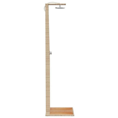 Buitendouche – Tuindouche – Vloerdouche – Zonnedouche – Campingdouche – Beige Poly Rattan & Acaciahout – 50x55x224 cm – Europese Enkele Kraanaansluiting