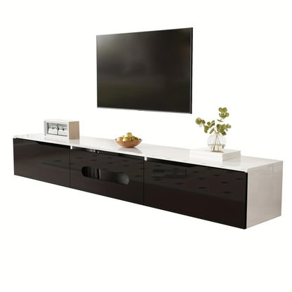 tv meubel – tv kast – televisie meubel – media meubel – tv dressoir – Zwart Wit – 180 cm Lang – Hoogglans Afwerking – Wandmontage