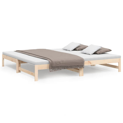 Slaapbank – Bedbank – Bedbankje – Logeerbed – Sofa Bed – Massief Dennenhout – Ruimtebesparend – 205,5x158x30 cm – Wit