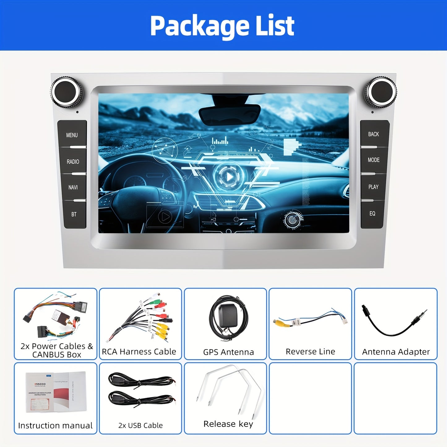 Autoradio – Multimediaspeler – Car Stereo – Navigatiesysteem – Android 14 – 7-Inch HD IPS Touchscreen – 4GB RAM + 64GB Opslag