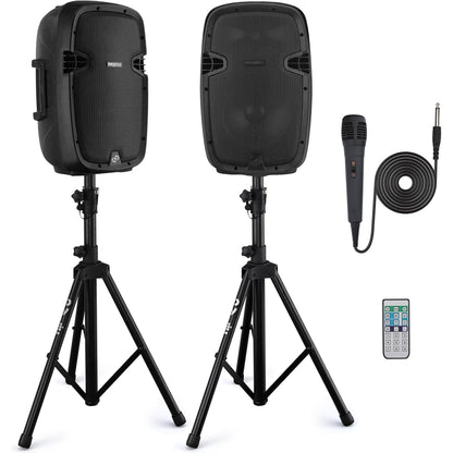 Bluetooth Speaker Set – Draagbare Luidspreker – Wireless Audio Systeem – PA Speaker – Karaoke Microfoon – 1000 Watt Piekvermogen – Bluetooth & USB MP3 Afspelen