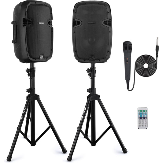 Bluetooth Speaker Set – Draagbare Luidspreker – Wireless Audio Systeem – PA Speaker – Karaoke Microfoon – 1000 Watt Piekvermogen – Bluetooth & USB MP3 Afspelen