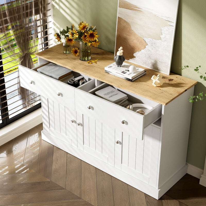 Dressoir – Sideboard – Opbergkast – Buffetkast – Ladekast – Met 3 Deuren en 2 Laden – Reliëfstructuur en Soft-Close Scharnieren