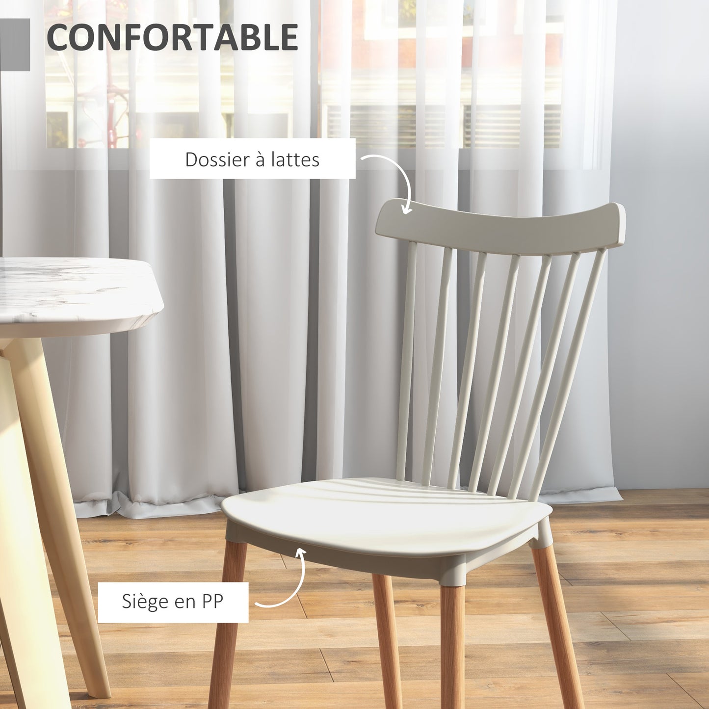 Eetkamerstoel – Stoel – Keukenstoel – Bureaustoel – Designstoel – Grijs – Scandinavisch Design – Beukenhouten Poten