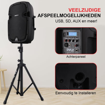 Bluetooth Speaker Set – Draagbare Luidspreker – Wireless Audio Systeem – PA Speaker – Karaoke Microfoon – 1000 Watt Piekvermogen – Bluetooth & USB MP3 Afspelen