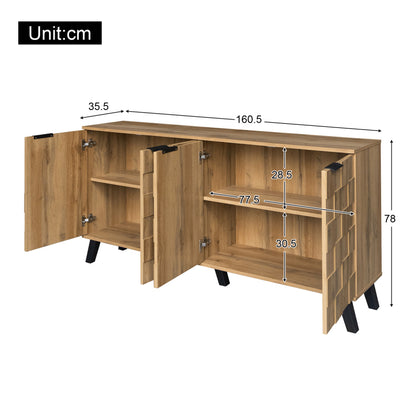 Modern Sideboard with 4 Doors, 160.5 X 35.5 X 78 Cm – Practical Design for Living Room, Bedroom, And Dining Room