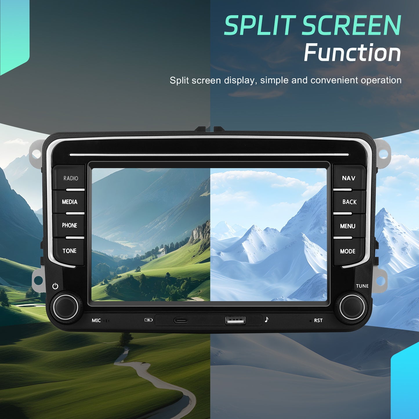 Android 15 Autoradio – Multimedia Systeem – Inbouw Radio – Carplay Unit – Navigatie Systeem – 7 Inch Touchscreen – 6GB RAM 128GB Opslag