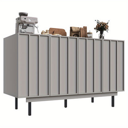 Dressoir – Sideboard – Opbergkast – Meubel – Buffetkast – Extra Lang – Ruimtebesparend Design – Open Planken – Stevige Constructie – Modern Grijs – 140x38,5x82,5 cm – Eenvoudige Montage – Zonder Elektriciteit
