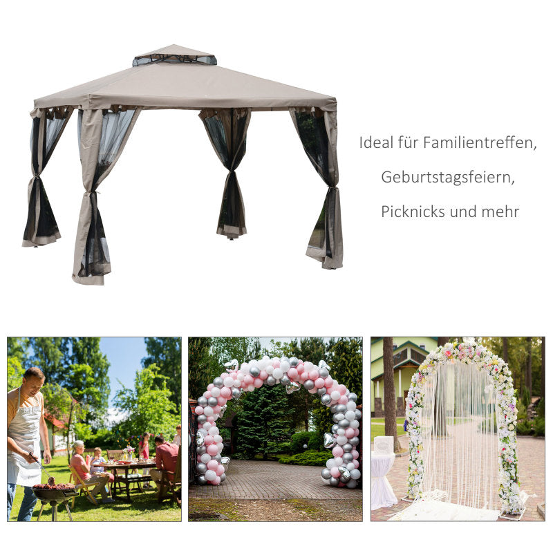 Partytent – Partytent Paviljoen – Tuintent – Feesttent – Tuinpaviljoen – 3x3 Meter – Waterdicht Polyester Dak – Insectenwerende Mesh Zijwanden