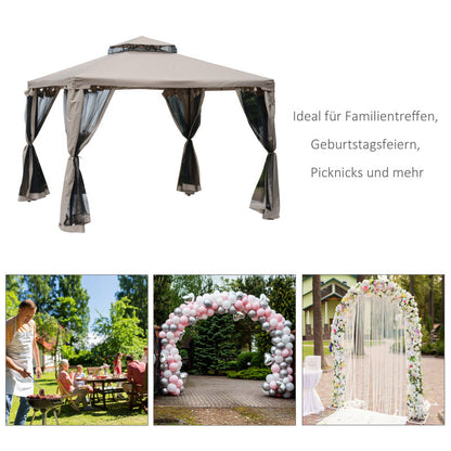 Partytent – Partytent Paviljoen – Tuintent – Feesttent – Tuinpaviljoen – 3x3 Meter – Waterdicht Polyester Dak – Insectenwerende Mesh Zijwanden