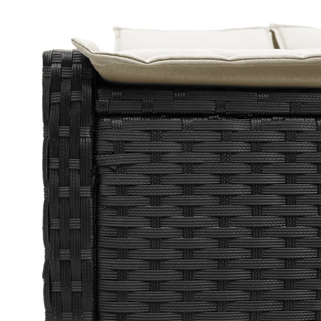Dubbele Lounger – Tweezits Loungestoel – Buitenbank – Tuinbank – Zweisitzer Lounger – Verstelbare Rugleuning – Weerbestendig PE-Rattan – Zwart