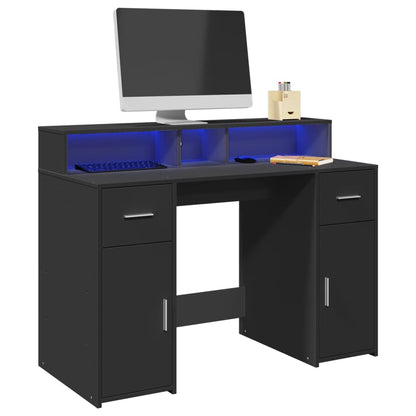 Laptoptablet – Bureau – Werkplek – Laptoptafel – Thuiswerkplek – Zwart 120x55x91 cm – RGB LED Verlichting
