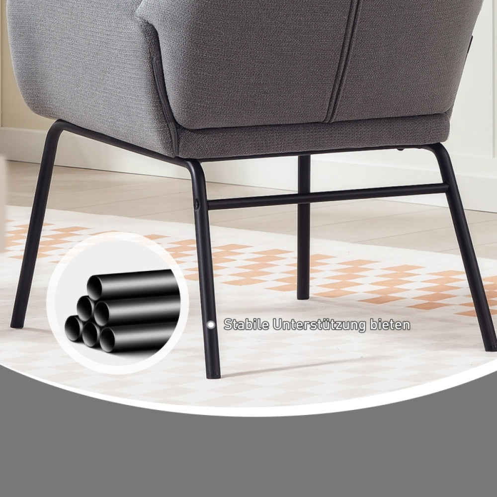 Fauteuil – Armstoel – Relaxstoel – Leunstoel – Lounge Chair – Modern Grijs – Wingback Design – Hoog Zitcomfort – Met Metalen Onderstel