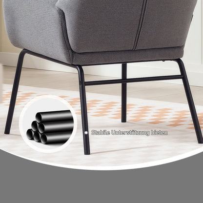 Fauteuil – Armstoel – Relaxstoel – Leunstoel – Lounge Chair – Modern Grijs – Wingback Design – Hoog Zitcomfort – Met Metalen Onderstel