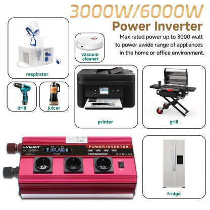 7000W Omvormer – Stroomomzetter – Spanning Converter – AC Inverter – Wisselstroomomzetter – Pure Sinusgolf – LCD Display – Compact & Duurzaam