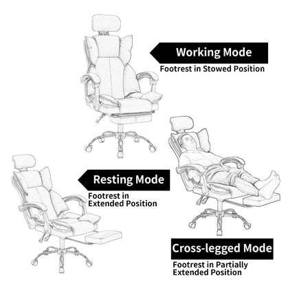 Executive Office Chair with Foot Rest High Back Office Chair Computer Gaming Chairs Black