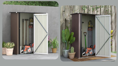 Tuinberging – Tuinhuis – Tuinopslag – Buitenopslag – Tuinkast – 1,2 m² Opbergruimte – Gesloten Met Slot – Bruin Stalen Paneel