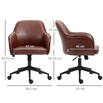 Bureaustoel – Kantoorstoel – Bureaustoelen – Bureau Stoel – Office Chair – Verstelbaar – Schommel­functie – Hardhouten Frame – Bruin Kunstleer – Max. 120 kg